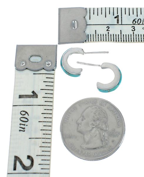 Sterling Silver Southwest Turquoise Inlay Post Hoop Earrings TX10236